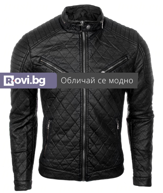 Mъжко пролетно яке в черно от Еко-кожа „Стефан“